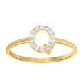 10K Yellow Gold Womens Cubic Zirconia Initial Alphabet Q Ring