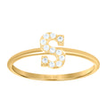 10K Yellow Gold Womens Cubic Zirconia Initial Alphabet S Ring