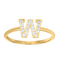 10K Yellow Gold Womens Cubic Zirconia Initial Alphabet W Ring