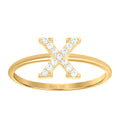 10K Yellow Gold Womens Cubic Zirconia Initial Alphabet X Ring