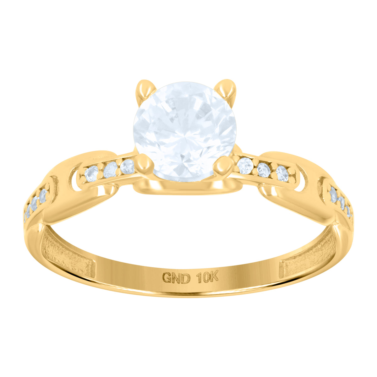 10K Yellow Gold Womens Cubic-Zirconia Bridal Engagement Ring
