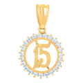 10K Yellow Gold Womens Cubic-Zirconia Anos 15 Quinceanera Charm Pendant