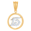10K Two-tone Gold Womens Cubic-Zirconia Anos 15 Quinceanera Charm Pendant