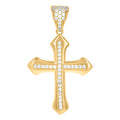 10K Yellow Gold Mens Cubic-Zirconia Cross Religious Charm Pendant