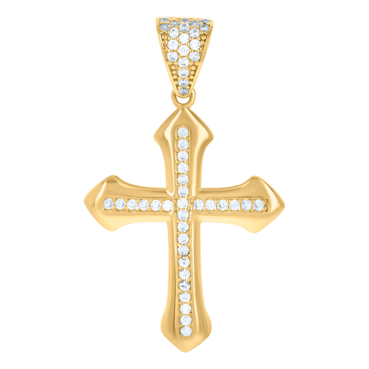 10K Yellow Gold Mens Cubic-Zirconia Cross Religious Charm Pendant