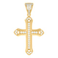 10K Yellow Gold Mens Cubic-Zirconia Cross Religious Charm Pendant