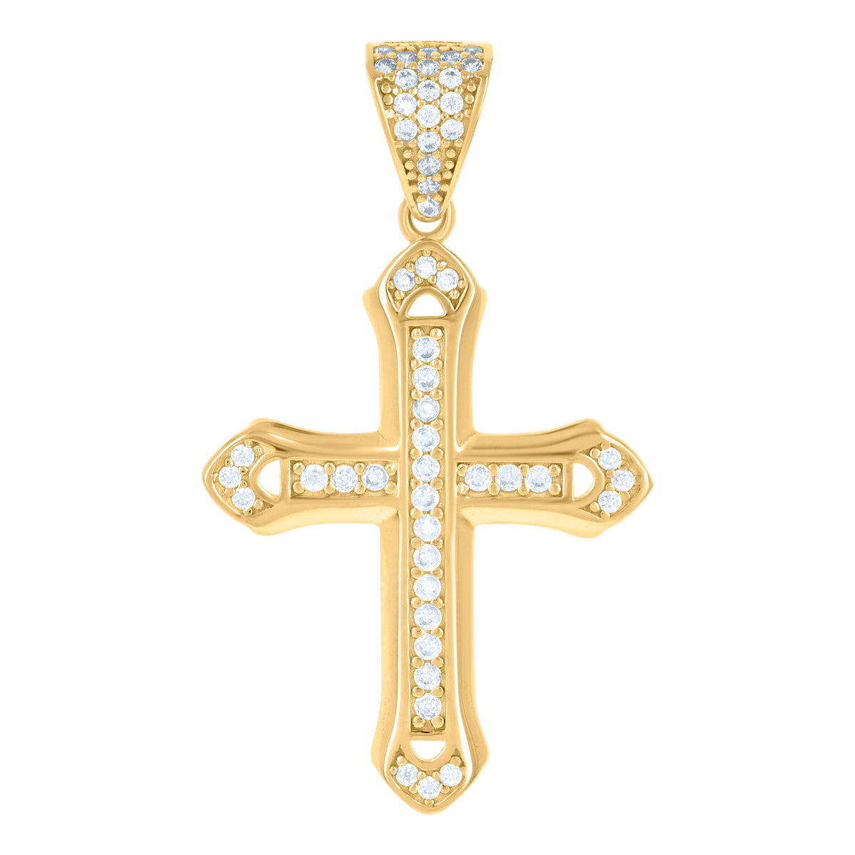 10K Yellow Gold Mens Cubic-Zirconia Cross Religious Charm Pendant