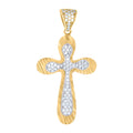 10K Two-tone Gold Mens Cubic-Zirconia Cross Religious Charm Pendant