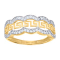 10K Two-tone Gold Womens Cubic-Zirconia Greek Key Fashion Ring