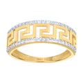 10K Two-tone Gold Womens Cubic-Zirconia Greek Key Fashion Ring