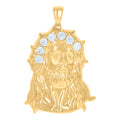 925 Sterling Silver Yellow-tone Mens Cubic-Zirconia Jesus Religious Charm Pendant