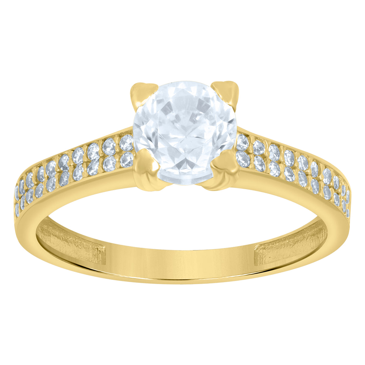 10K Yellow Gold Womens Cubic-Zirconia Engagement Ring