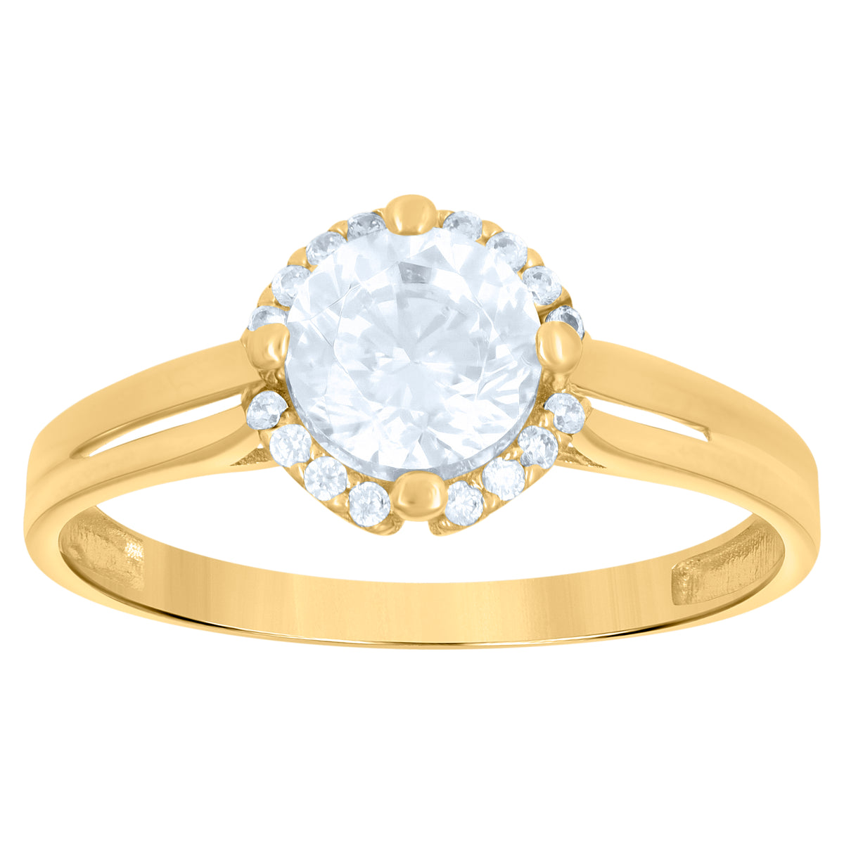 10K Yellow Gold Womens Cubic-Zirconia Engagement Ring