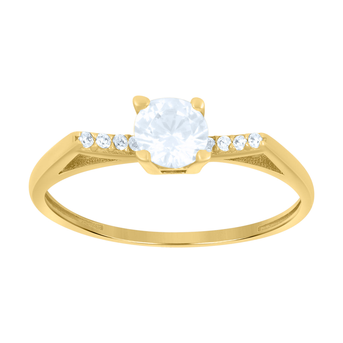 10K Yellow Gold Womens Cubic-Zirconia Fashion Ring