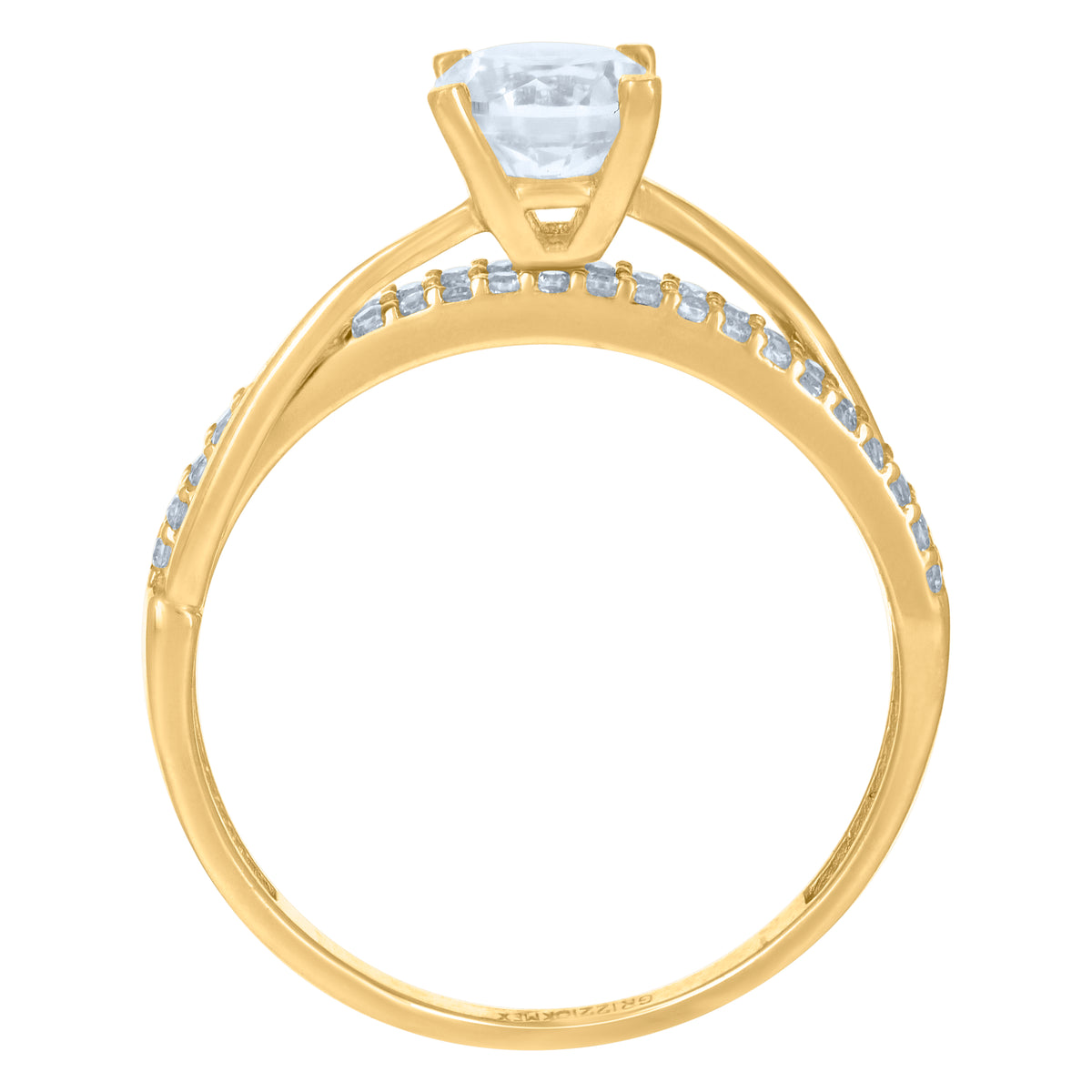 10K Yellow Gold Womens Cubic-Zirconia Fashion Ring