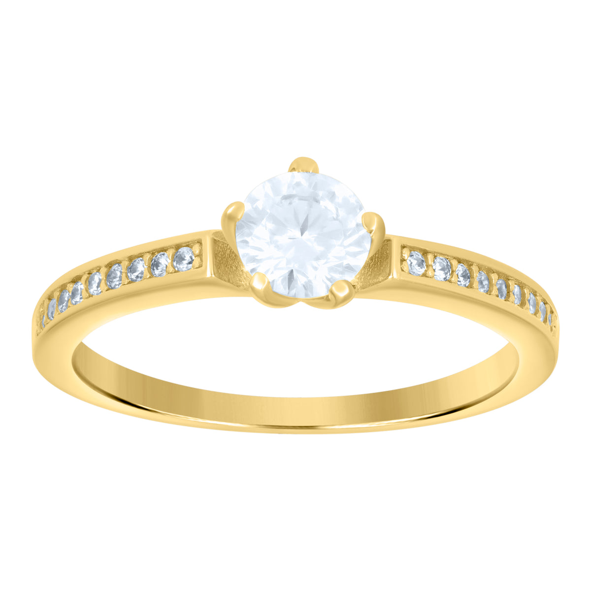 10K Yellow Gold Womens Cubic-Zirconia Engagement Ring