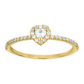 10K Yellow Gold Womens Heart Round Cubic-Zirconia Heart Engagement Ring