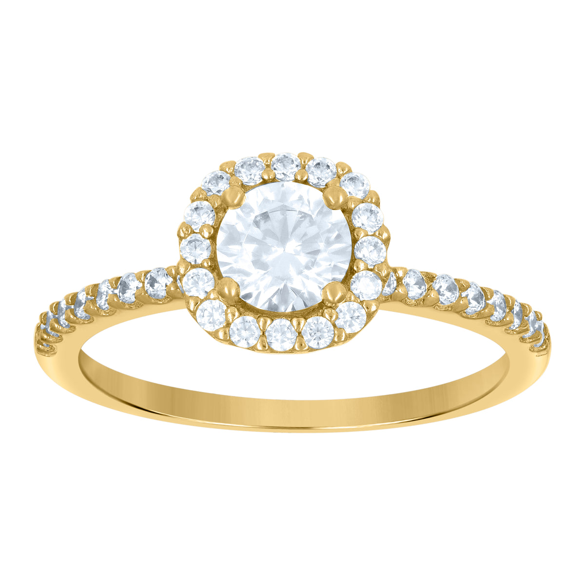 10K Yellow Gold Womens Cubic-Zirconia Engagement Ring