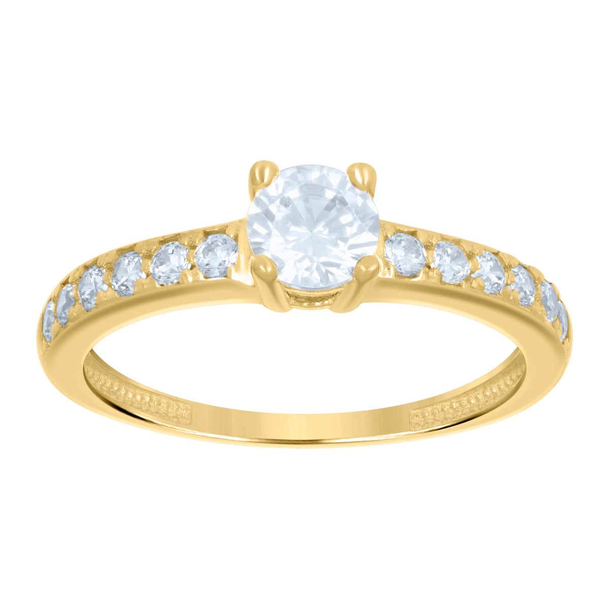 10K Yellow Gold Womens Cubic-Zirconia Engagement Ring