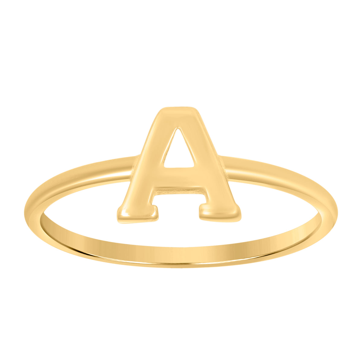 10K Yellow Gold Womens Initial Alphabet A Ring