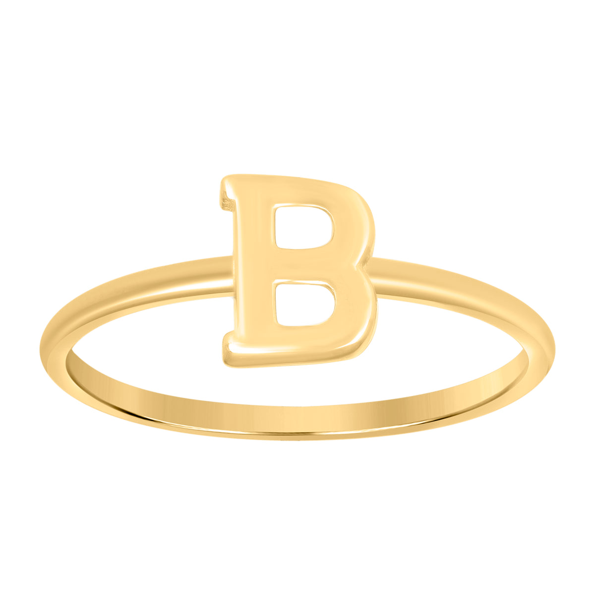 10K Yellow Gold Womens Initial Alphabet B Ring