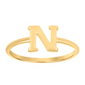 10K Yellow Gold Womens Initial Alphabet N Ring