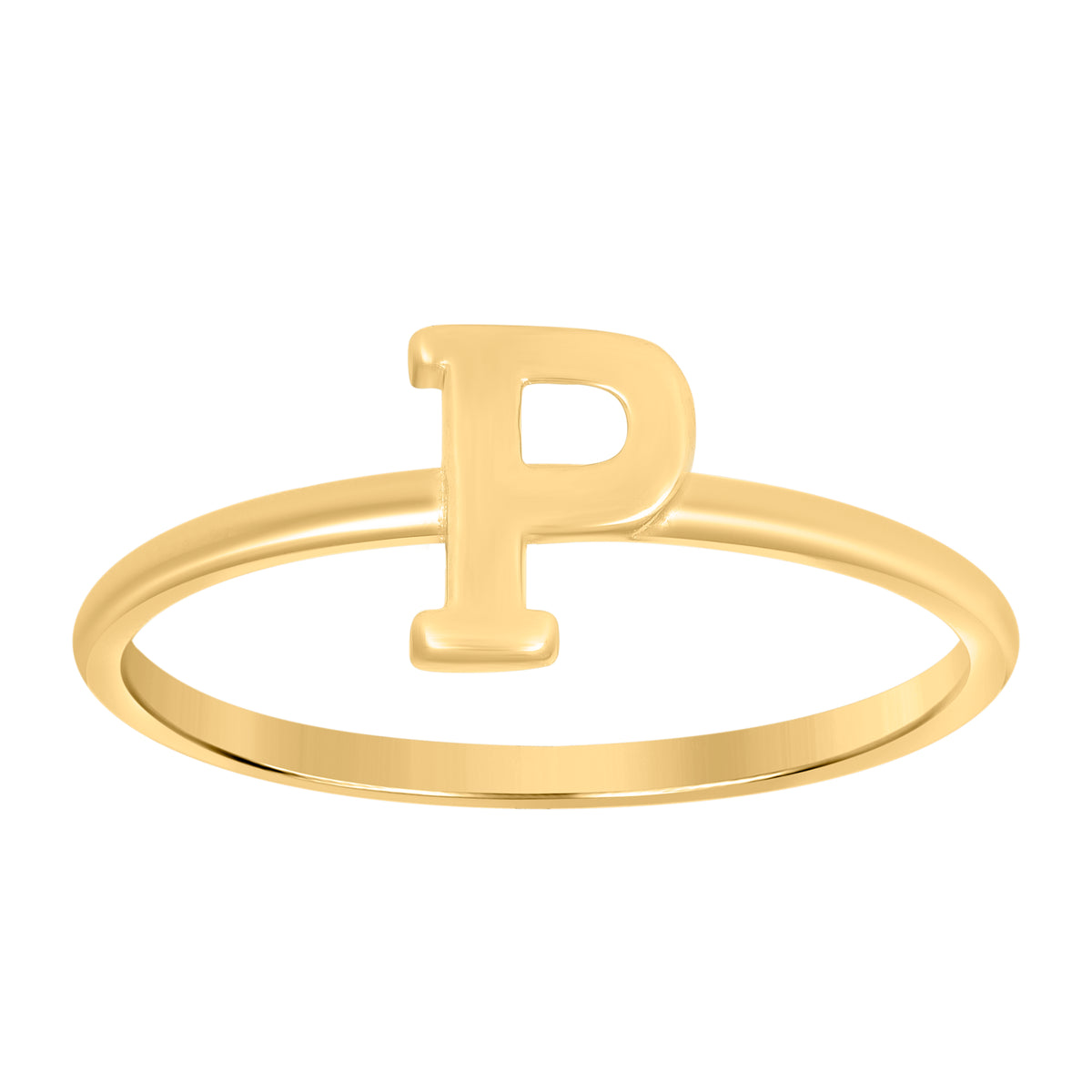 10K Yellow Gold Womens Initial Alphabet P Ring