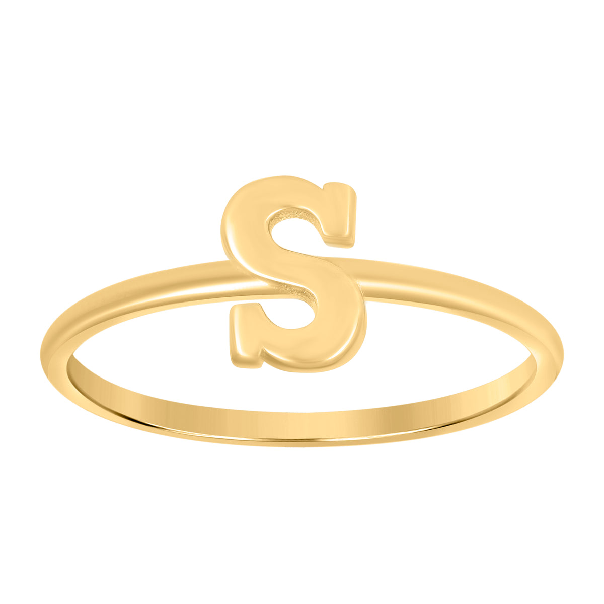 10K Yellow Gold Womens Initial Alphabet S Ring