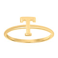 10K Yellow Gold Womens Initial Alphabet T Ring