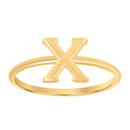 10K Yellow Gold Womens Initial Alphabet X Ring