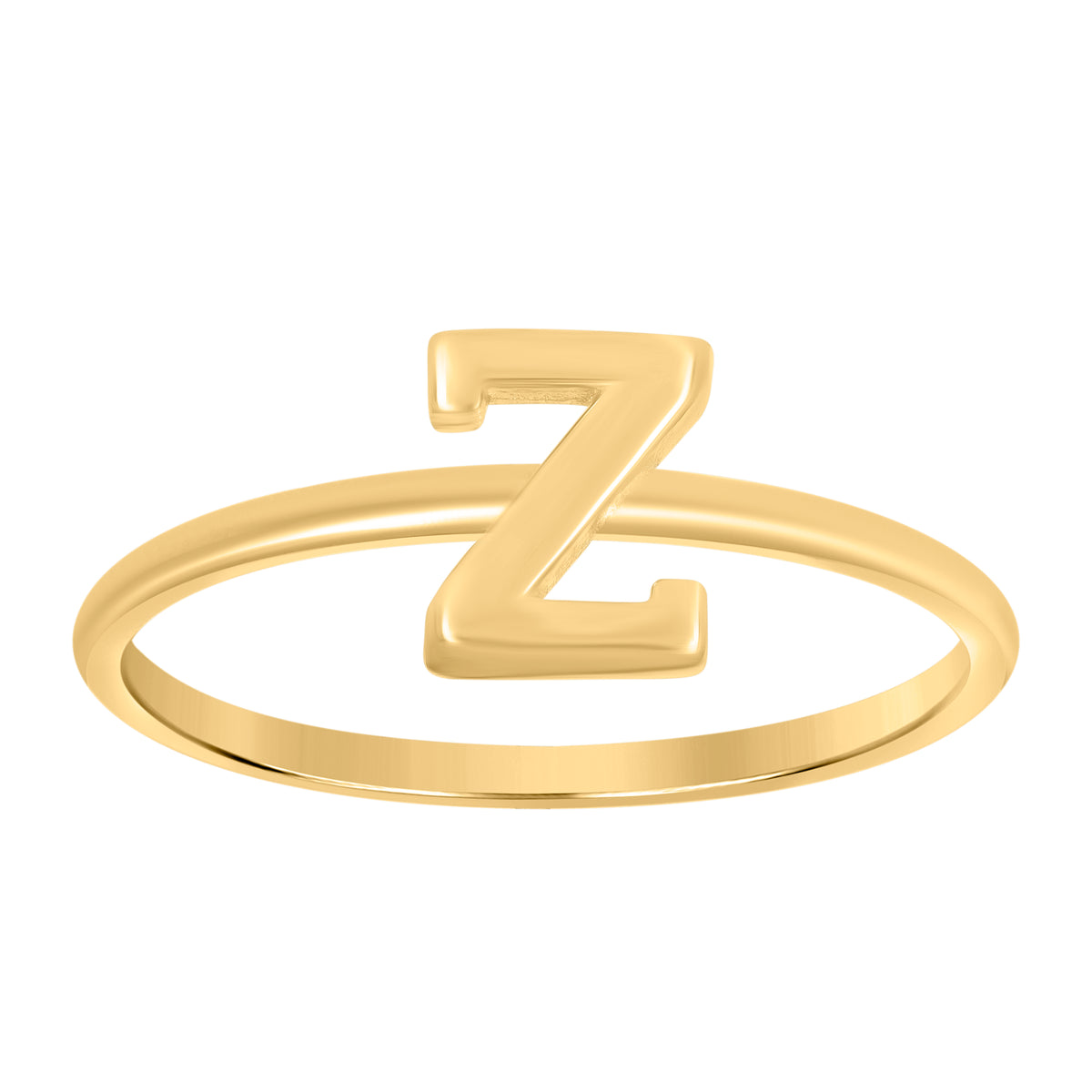 10K Yellow Gold Womens Initial Alphabet Z Ring