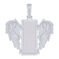 925 Sterling Silver Mens Cubic-Zirconia Flying Dog Tag Fashion Picture Frame Charm Pendant