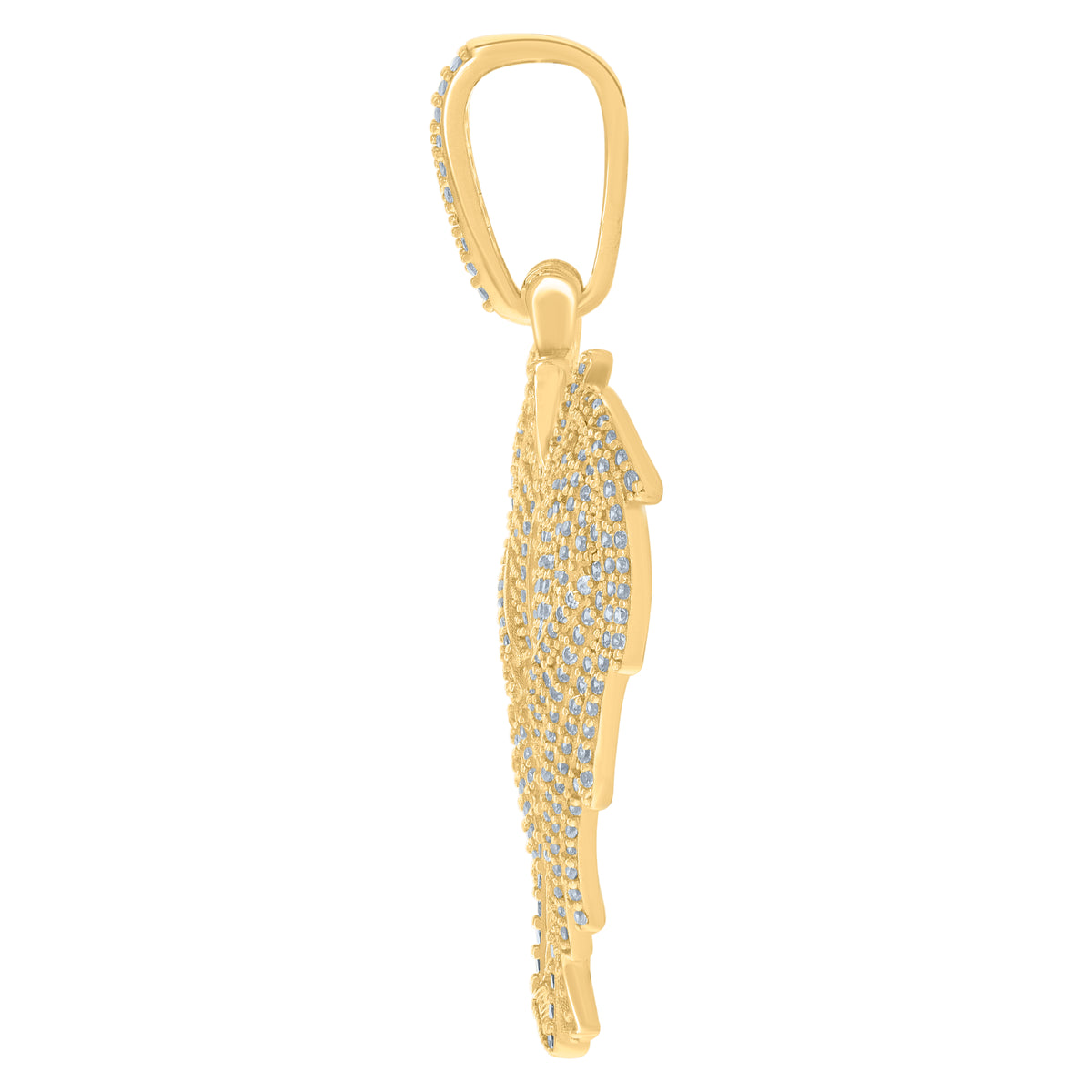 925 Sterling Silver Yellow-Tone Mens Cubic-Zirconia Flying Dog Tag Fashion Picture Frame Charm Pendant