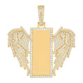925 Sterling Silver Yellow-Tone Mens Cubic-Zirconia Flying Dog Tag Fashion Picture Frame Charm Pendant