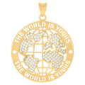 10K Yellow Gold Mens Cubic-Zirconia The World Is Yours World Map Globe Charm Pendant