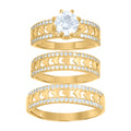 10K Yellow Gold His & Hers Cubic-Zirconia Hearts Trio Ring Set