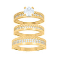 10K Yellow Gold Womens Cubic-Zirconia Trio Ring Set