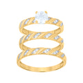 10K Two-Tone Gold Womens Cubic-Zirconia Trio Ring Set