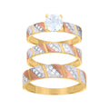 10K Tri-Color Gold Womens Cubic-Zirconia Trio Ring Set