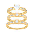 10K Two-Tone Gold Womens Cubic-Zirconia Trio Ring Set