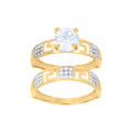 10K Two-Tone Gold Womens Cubic-Zirconia Duo Bridal Ring Set Ring