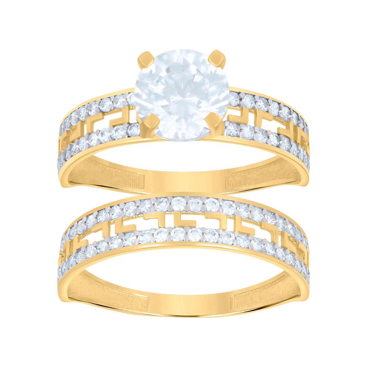 10K Two-tone Gold Womens Cubic-Zirconia Duo Bridal Ring Set