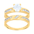 10K Two-Tone Gold Womens Cubic-Zirconia Duo Bridal Ring Set Ring