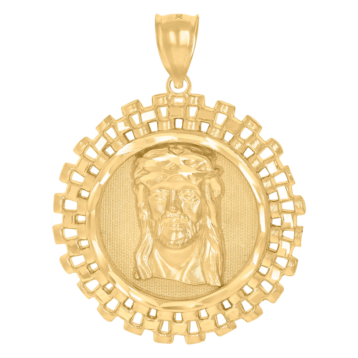 10K Yellow Gold Mens Jesus Religious Charm Pendant