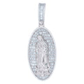 925 Sterling Silver Mens Baguette Round Cubic-Zirconia Guadalupe Religious Charm Pendant