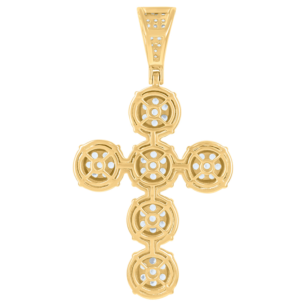 925 Sterling Silver Yellow-tone Mens Cubic-Zirconia Cross Religious Charm Pendant