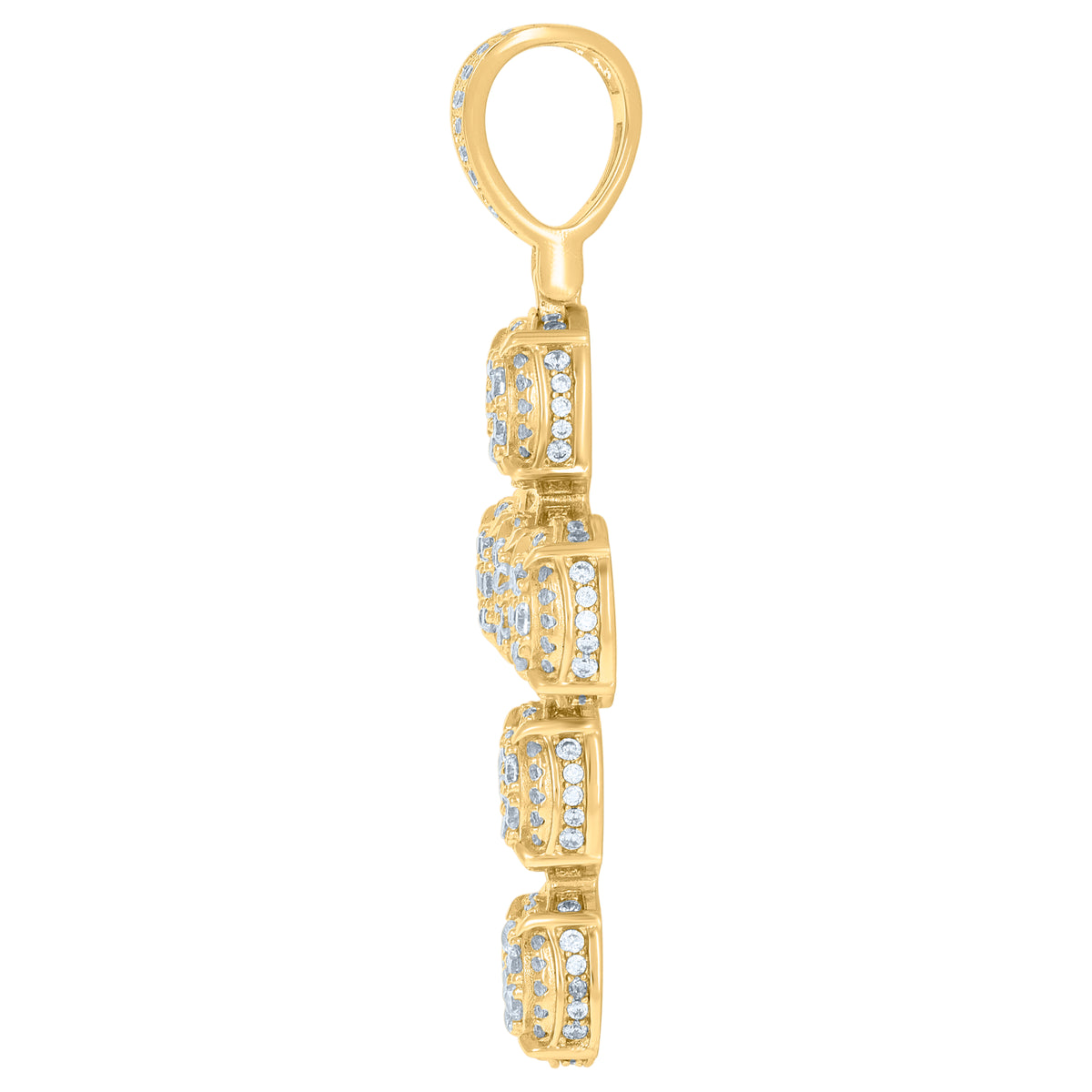 925 Sterling Silver Yellow-tone Mens Cubic-Zirconia Cross Religious Charm Pendant