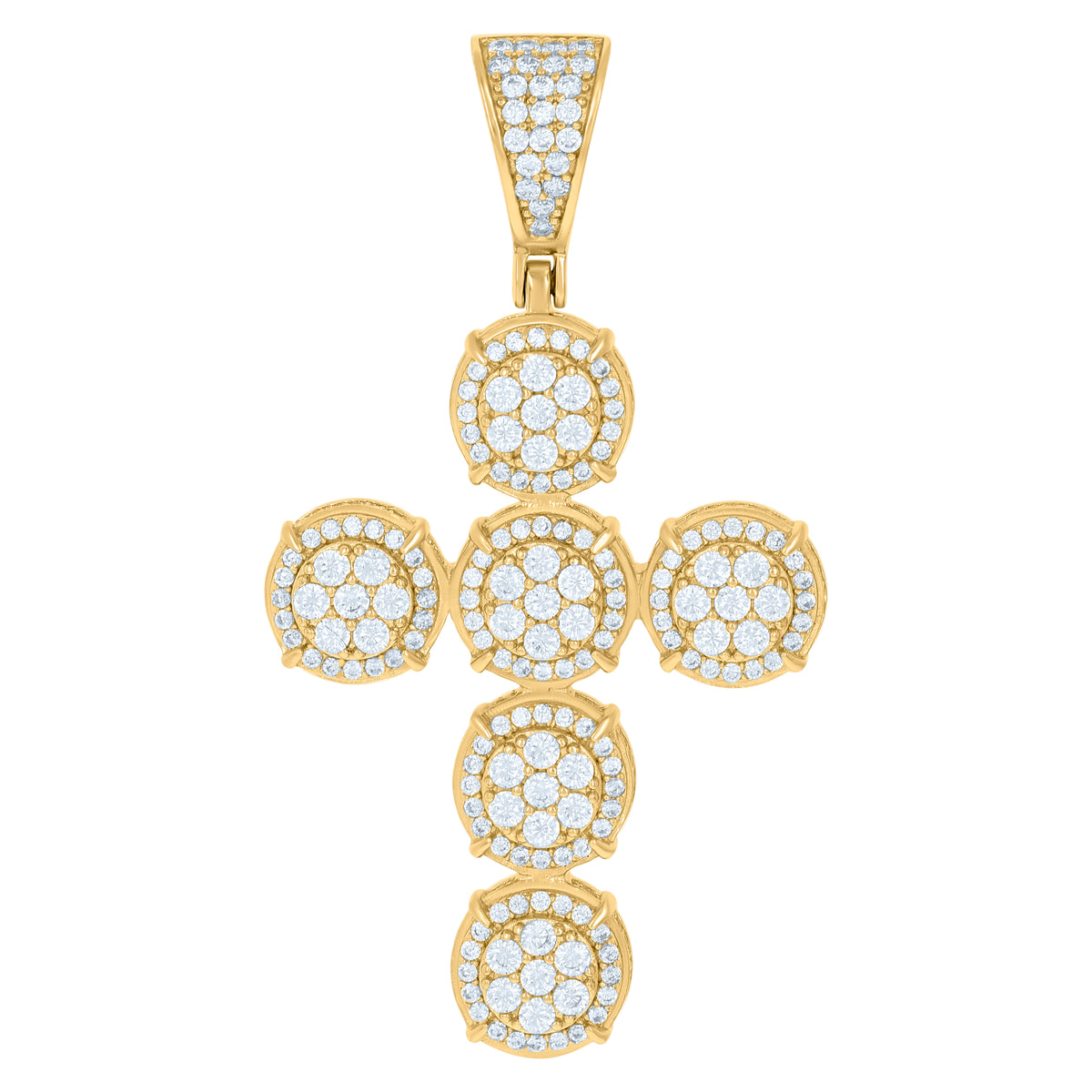 925 Sterling Silver Yellow-tone Mens Cubic-Zirconia Cross Religious Charm Pendant