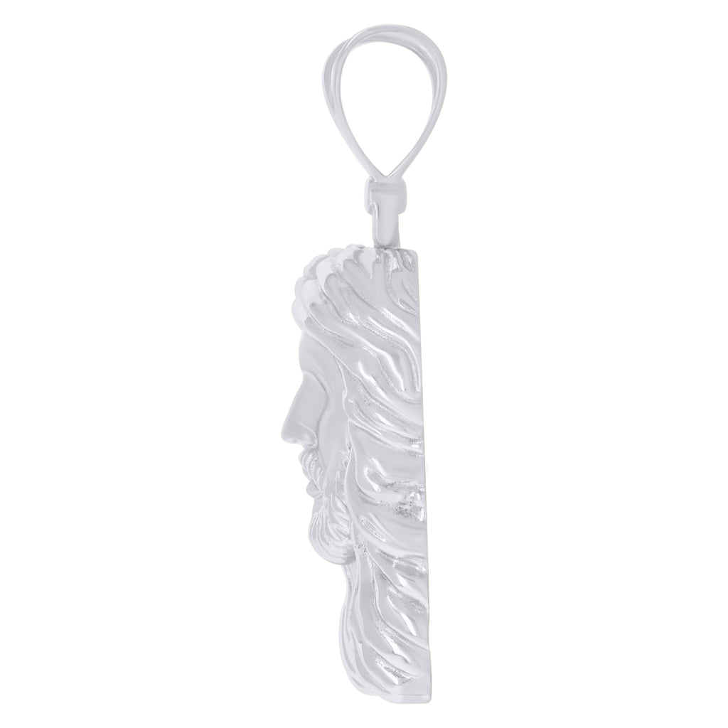 925 Sterling Silver Mens Purple Cubic-Zirconia Jesus Religious Charm Pendant