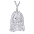 925 Sterling Silver Mens Purple Cubic-Zirconia Jesus Religious Charm Pendant